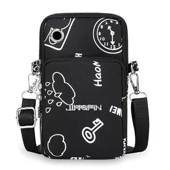 Сумка для мобильного телефона, женская сумка из ткани Оксфорд 2025 года, новая спортивная сумка на запястье для фитнеса на открытом воздухе, сумка для велоспорта 9x6x17cm чёрный