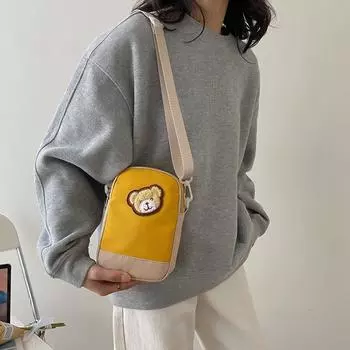 Сумка для мобильного телефона женская сумка-мессенджер 2024 новая популярная мини-сумка мультяшная милая повседневная сумка для мелочей сумка через плечо чёрный