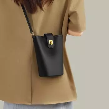 Сумка для мобильного телефона Женская сумка через плечо Кожаная поясная сумка Весна Лето Высококачественная мини-сумка чёрный