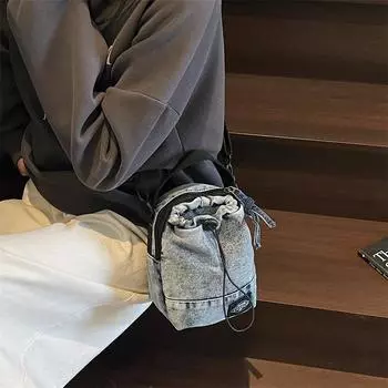 Сумка для мобильного телефона, женская сумка через плечо, джинсовая сумка через плечо, вертикальный кошелек для монет чёрный