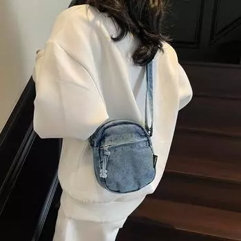 Сумка для мобильного телефона, женская сумка через плечо, мини-сумка из денима, студенческая сумка через плечо чёрный