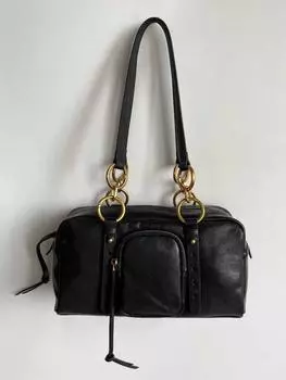 Сумка для мотоцикла Cross Border Internet Celebrity, универсальная, с несколькими карманами, кожаная, женская сумка на одно плечо, сумка через плечо, дорожная сумка 30x9x16CM чёрный