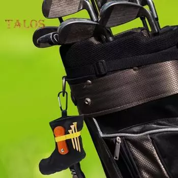 Сумка для мячей для гольфа Маленькая сумка для ти для гольфа Поясная сумка для хранения принадлежностей для гольфа Сумка вмещает 3 ти, 5 мячей, 1 вилку для гольфистов жёлтый