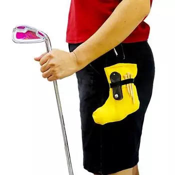 Сумка для мячей для гольфа Yousheng, маленькая сумка для ти, поясная сумка, сумка для хранения принадлежностей для гольфа, вмещает 3 ти, 5 мячей, 1 вилку для гольфистов жёлтый