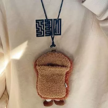 Сумка для наушников Мультяшный хлеб Кошелек для монет Выражение Маленькая кукла Itabag Подарок коричневый