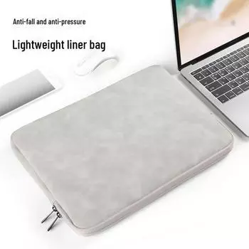 Сумка для ноутбука из овечьей кожи с ударопрочной флисовой подкладкой для планшетов и ноутбуков 13,3 дюйма Slim sheepskin liner; 13 inches светло-серый