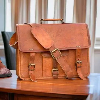 Сумка для ноутбука, мужской винтажный кожаный портфель, школьные сумки, новые 15 in коричневый