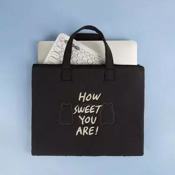 Сумка для ноутбука с вышивкой Airy Laptop Bag сладкий мармеладный мишка, уголь