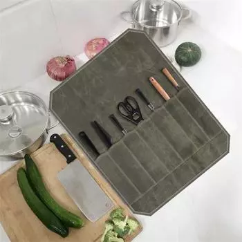 Сумка для ножей с 7 слотами, большая вместимость, удобная переноска, износостойкий водонепроницаемый портативный органайзер для кухонных ножей, сумка для хранения армия зеленый