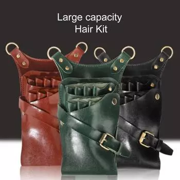 Сумка для ножниц для волос, 7 слотов, регулируемый ремень, искусственная кожа, парикмахерская, сумка для парикмахерских ножниц, держатель, поясная сумка для парикмахера, аксессуары для парикмахерской коричневый
