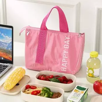 Сумка для обеда большой емкости, утолщенная, герметичная, портативная, с хорошей теплоизоляцией, с буквенной застежкой-молнией, детская школьная сумка-бенто, сумка для пикника, хранения еды розовый