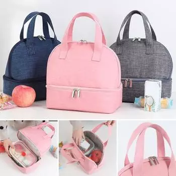 Сумка для обеда, герметичная изолированная сумка-тоут Bento, компактная прочная изолированная сумка-бокс для обеда для офиса, путешествий, пикника чёрный