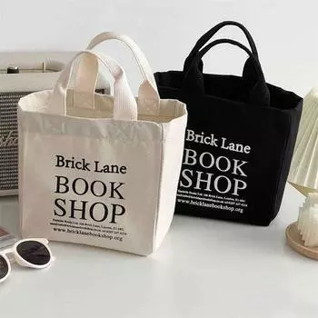 Сумка для обеда из холста, маленькая женская сумка, небольшая вместимость, переносная сумка для хранения чёрный