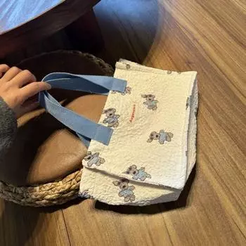 Сумка для обеда из пузырчатой ткани с изображением щенка, маленькая сумка-тоут с изображением кота, симпатичная сумочка в корейском стиле, косметичка Style A