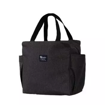 Сумка для обеда с двойным карманом, большая вместимость, студенты идут на работу с едой, портативная изолированная коробка из толстой алюминиевой фольги чёрный