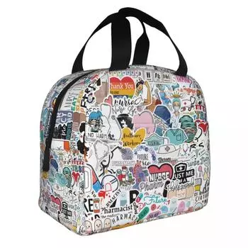 Сумка для обеда с героями мультфильмов, многоразовая сумка-холодильник, теплая термоизолированная сумка для обеда для женщин и детей, школьные сумки для пикника и еды 22x20x10cm 9x8x4in