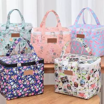 Сумка для обеда, удобная для переноски, теплоизоляционная, полиэстеровая, универсальная термосумка большой емкости для кемпинга 5