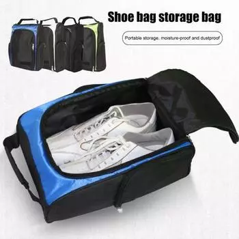 Сумка для обуви для гольфа с эргономичной ручкой, большой вместимости, застежка-молния, водонепроницаемая, спортивная синий/чёрный