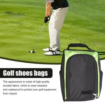 Сумка для обуви для гольфа с эргономичной ручкой, вместительная, на молнии, водонепроницаемая, с боковым карманом синий/чёрный