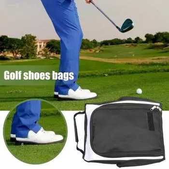 Сумка для обуви для гольфа с эргономичной ручкой, большой вместимости, застежка-молния, водонепроницаемая, спортивная синий/чёрный