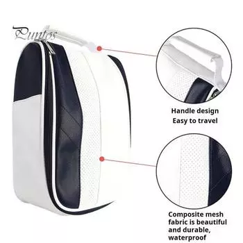 Сумка для обуви для гольфа, водонепроницаемая сумка-переноска для обуви на молнии, искусственная кожа, спортивная дорожная сумка для мужчин и женщин белый