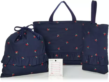 Сумка для обуви KIYOHARA Lesson Inner Gym Clothes Name Bag, Bag, Bag, Sticker, Вышивка, Вишневый, Темно-синий, KOF34-S3