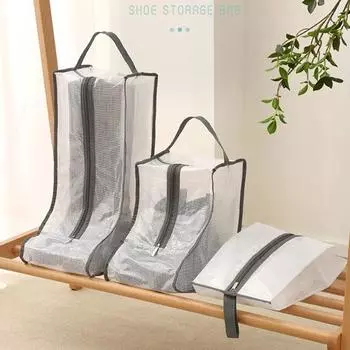 Сумка для обуви с ручкой, застежкой-молнией, водонепроницаемая, пыленепроницаемая дорожная сумка, тапочки, ботинки A серый