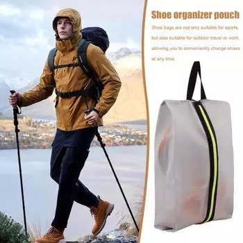 Сумка для обуви с застежкой-молнией и ручкой, легкий водонепроницаемый органайзер для хранения обуви для гольфа и футбола L серый