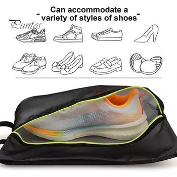 Сумка для обуви с застежкой-молнией и ручкой, легкий водонепроницаемый органайзер для хранения обуви для гольфа и футбола XL чёрный