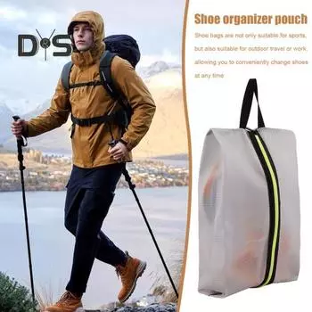 Сумка для обуви с застежкой-молнией и ручкой, легкий водонепроницаемый органайзер для хранения обуви для гольфа и футбола XL чёрный