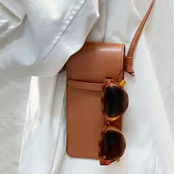 Сумка для очков из искусственной кожи, наплечная, чехол для очков ручной работы, сумка для хранения очков коричневый