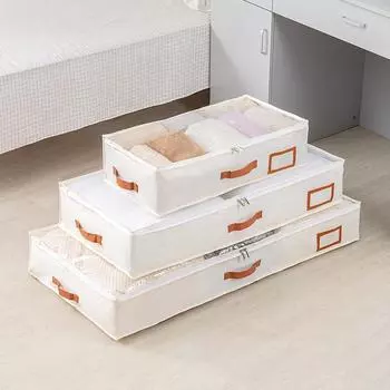 Сумка для одеяла на кровать, ящик для хранения, сумка для хранения, складной ящик для хранения плоской кровати, влагостойкая сумка для хранения отделки S бежевый