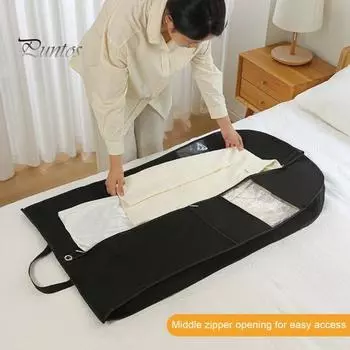 Сумка для одежды, гладкая молния, дышащая ткань, сетчатые карманы, прозрачные окна с ручкой, подвесной шкаф, органайзер для хранения одежды S