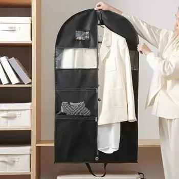 Сумка для одежды, гладкая молния, дышащая ткань, сетчатые карманы, прозрачные окна с ручкой, подвесной шкаф, органайзер для хранения одежды M