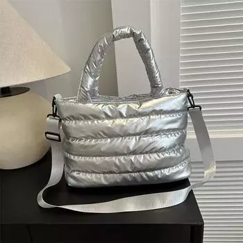 Сумка для одежды из хлопка 2024 года, новая вышитая нитью сумка-мессенджер из хлопка, модная глянцевая женская сумка на одно плечо, повседневная сумка белый