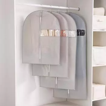 Сумка для одежды, подвесной пылезащитный чехол для свадебного платья, чехол для костюма, пальто, прозрачный полностью закрытый чехол для одежды с застежкой-молнией 60x80