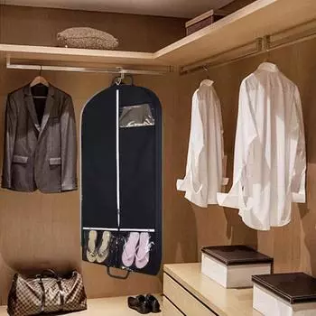 Сумка для одежды, пыленепроницаемая сумка для хранения в шкафу с 2 карманами, костюмы, платья, пальто, сумка для домашнего путешествия чёрный