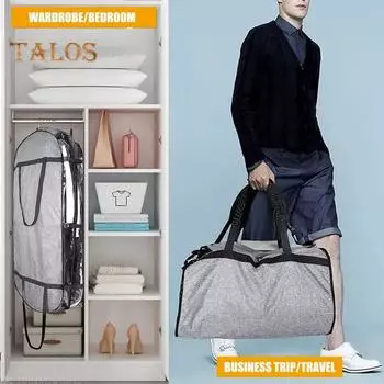 Сумка для одежды с ручкой, пылезащитная, влагостойкая, практичная, для платья, сумка для хранения длинного платья, органайзер для одежды, товары для дома серый