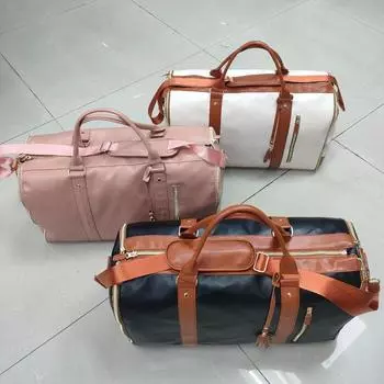 Сумка для одежды Складная сумка для одежды Складная сумка из искусственной кожи для хранения костюма с сумкой для обуви для отдыха на выходных чёрный