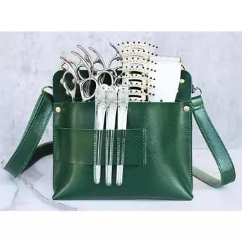 Сумка для парикмахерских ножниц, поясная сумка для парикмахера, 7-слотовая сумка-держатель для ножниц, сумка для инструментов из искусственной кожи для ножниц темно-зеленого