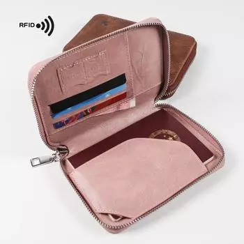 Сумка для паспорта на молнии, многофункциональная RFID-щетка с защитой от кражи, сумка для хранения в поездках, простой держатель для паспорта, новинка 2024 года кофейный