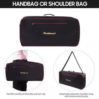 Сумка для педали эффекта Rockhouse, сумка для педали для гитары, сумка из ткани Оксфорд, портативная сумка на молнии M чёрный
