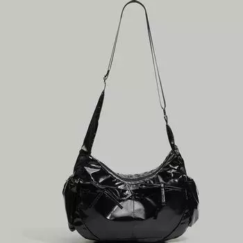 Сумка для пельменей Большая вместимость Сумка через плечо с текстурой на одно плечо Модная сумка-тоут для всего милого и крутого красотки чёрный