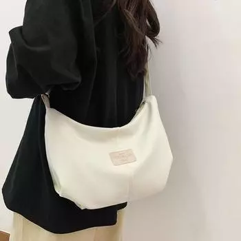 Сумка для пельменей большой емкости, женская однотонная сумка через плечо, студенческая сумка через плечо белый