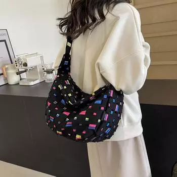 Сумка для пельменей через плечо с разноцветными отверстиями, большая вместительная сумка на плечо, женская пригородная сумка бежевый