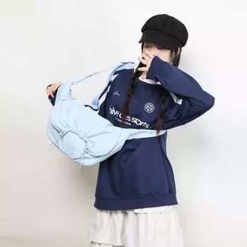 Сумка для пельменей из нейлоновой ткани Простая велосипедная спортивная сумка Сумка через плечо для студентов колледжа Сумка через плечо для занятий синий