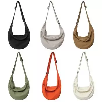 Сумка для пельменей, женская сумка в форме полумесяца, однотонная, простая, модная, в японском стиле, повседневная, большая вместительная женская дорожная сумка на слинге чёрный