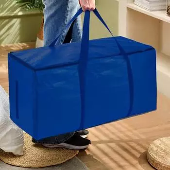 Сумка для переезда с усиленной ручкой и застежкой-молнией. Прочное дорожное одеяло большой вместимости с защитой от разрывов. темно-синий