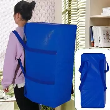 Сумка для переезда с усиленной ручкой, застежкой-молнией, большой вместимости, прочное дорожное одеяло, сумка для хранения одежды темно-синий