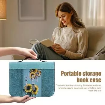 Сумка для переноски Библии с ручкой, застежкой-молнией, износостойкая, водонепроницаемая, портативная, с принтом, защитный чехол для Библии XL J